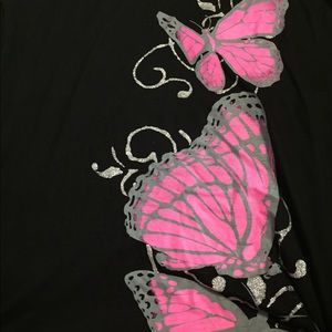 Butterfly T-shirt see thru top of shoulder